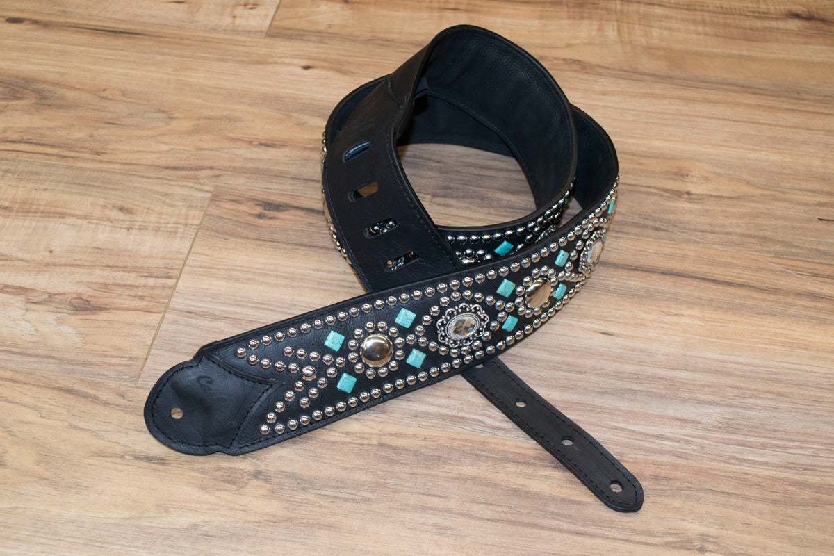 Carlino Short ends Swarovski Rhinestone Leather Guitar Strap – Carlino  Guitars