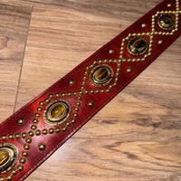 Carlino Orianthi Vampyre Red Latigo Leather Tiger Eye Gold Strap
