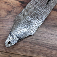 Carlino Ace Lightening Bolt strap Silver Croc with black leather bolt