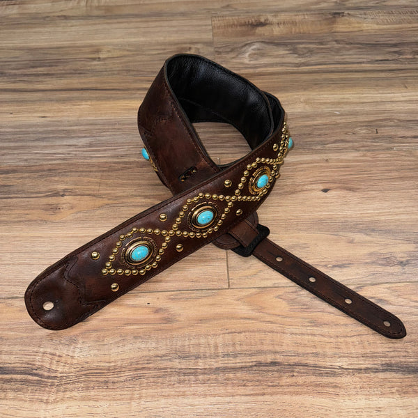 Carlino Orianthi Dark Ranch leather Turquoise Strap