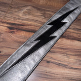 Carlino Ace silver leather lightening bolt strap