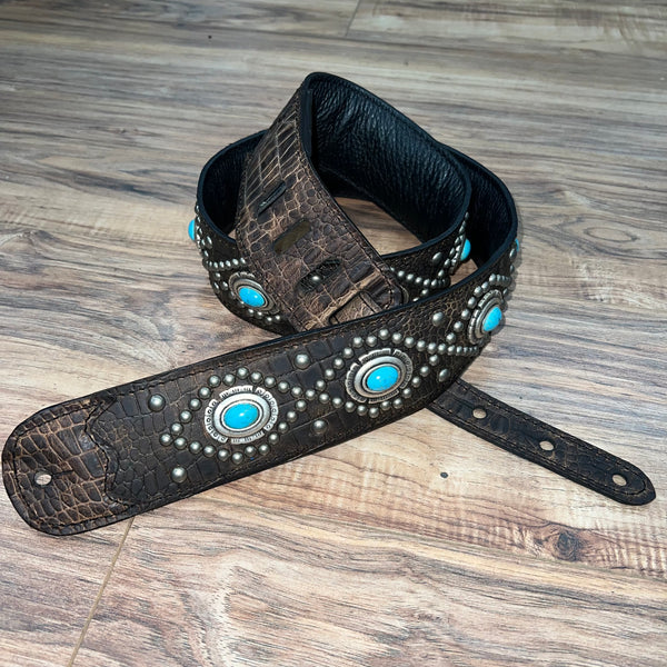 Carlino Orianthi Turquoise Satin nickel Gator Leather strap
