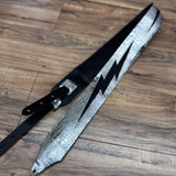 Carlino Ace Lightening Bolt strap Silver Croc with black leather bolt