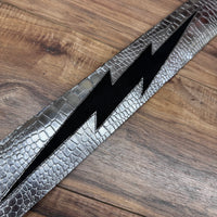 Carlino Ace Lightening Bolt strap Silver Croc with black leather bolt
