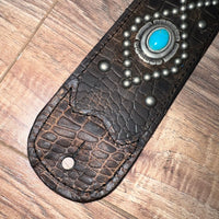 Carlino Orianthi Turquoise Satin nickel Gator Leather strap
