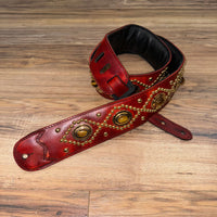 Carlino Orianthi Vampyre Red Latigo Leather Tiger Eye Gold Strap