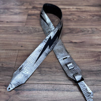 Carlino Ace Lightening Bolt strap Silver Croc with black leather bolt