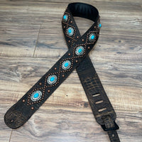 Carlino Orianthi Turquoise Copper Studded Gator Leather strap