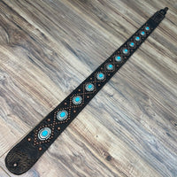 Carlino Orianthi Turquoise Copper Studded Gator Leather strap