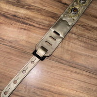 Carlino Orianthi Gold Leather studded Tiger Eye Guitar Strap