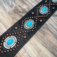Carlino Orianthi Turquoise Copper Studded Gator Leather strap