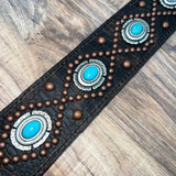 Carlino Orianthi Turquoise Copper Studded Gator Leather strap