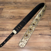 Carlino Orianthi Gold Leather studded Tiger Eye Guitar Strap