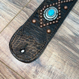 Carlino Orianthi Turquoise Copper Studded Gator Leather strap