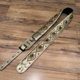 Carlino Orianthi Gold Leather studded Tiger Eye Guitar Strap