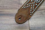 Carlino Distressed Bison Leather Swirl Strap, star concos