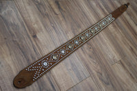 Carlino Distressed Bison Leather Swirl Strap, star concos