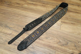 Carlino Custom Tiger Eye Swirl Black Leather Guitar Strap