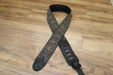 Carlino Custom Tiger Eye Swirl Black Leather Guitar Strap