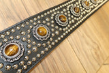 Carlino Custom Tiger Eye Swirl Black Leather Guitar Strap