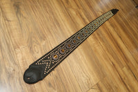 Carlino Custom Tiger Eye Swirl Black Leather Guitar Strap