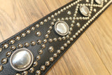 Carlino Custom Saucer Swirl Studded Black Leather Strap