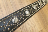 Carlino Custom Saucer Swirl Studded Black Leather Strap