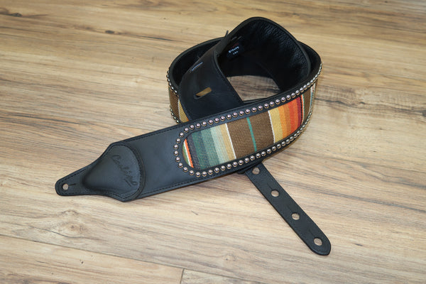 Carlino Custom Santa Fe Black Leather Guitar Strap