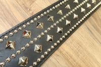 Carlino Rail Stud Pyramid Strap 2023 - Black Leather