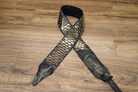 Carlino Army Camo Anaconda flat stud leather guitar strap