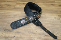 Carlino Orianthi Model Amber Citrine Stone Concho leather Guitar strap