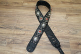 Carlino Orianthi Model Red Carnelian and Pearloid Stone Concho leather Guitar strap