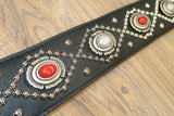 Carlino Orianthi Model Red Carnelian and Pearloid Stone Concho leather Guitar strap