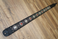 Carlino Orianthi Model Red Carnelian and Pearloid Stone Concho leather Guitar strap