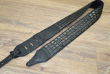 Carlino Custom Black Flat Stud Black Leather Metal Man Guitar Strap