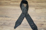 Carlino Custom Black Flat Stud Black Leather Metal Man Guitar Strap