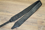 Carlino Custom Black Flat Stud Black Leather Metal Man Guitar Strap