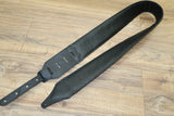 Carlino Custom Black Flat Stud Black Leather Metal Man Guitar Strap