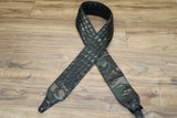 Carlino Custom Black Flat Stud Camo Leather Metal Man Guitar Strap