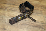 Orianthi Gator Tiger Eye Strap Antique Bronze Studded Guitar Strap