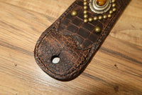 Orianthi Gator Tiger Eye Strap Antique Bronze Studded Guitar Strap