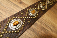 Orianthi Gator Tiger Eye Strap Antique Bronze Studded Guitar Strap