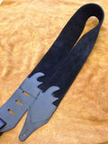 Carlino Custom Red Lightening Bolt Black Leather Guitar Strap