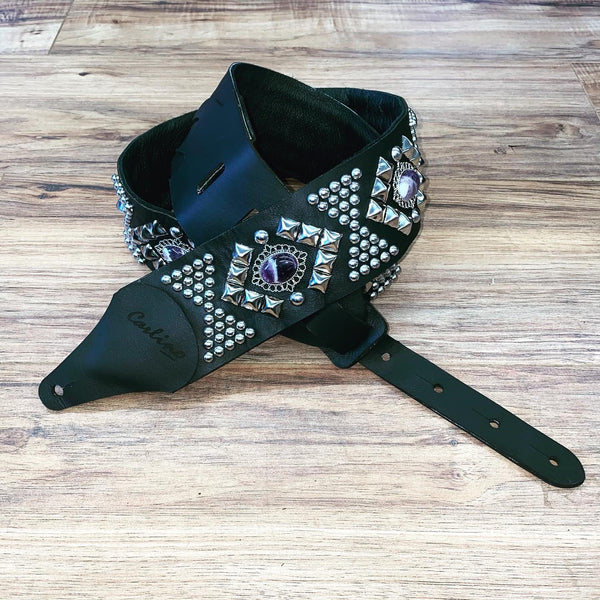 Carlino New Pyramid Power Strap with Amethyst conchos