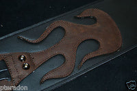 Carlino Gladiator Black Leather Guitar Strap w/flames For Heavy Guitars 3.5"