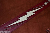 Carlino Custom Wine/Cream Lightening Double Bolt/Studded Leather Guitar Strap