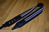 Carlino Custom Racer X Stripe Series Guitar Strap, blue and white racing stripe