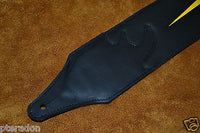 Carlino Custom Yellow Lightening Bolt Black Leather Guitar Strap