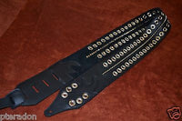 Carlino Custom Black Leather Metal Grommet and Stud Metal Guitar Strap
