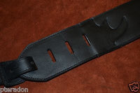 Carlino Custom Silver Lightening Double Bolt Black Leather Guitar Strap